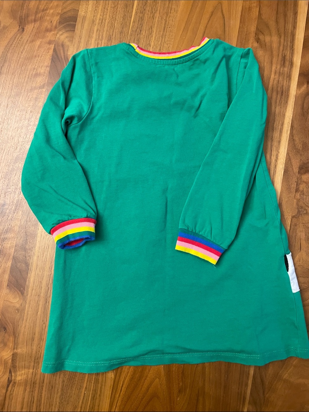 Girls Green Cat Appliqué Long Sleeve Dress - Picture 5 of 5